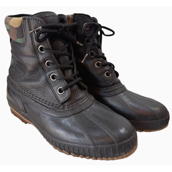 Sorel Cheyanne Men 7US/EU 40‎ Leather Snow Boot BLACK CAMO Waterproof Gorpcore - Picture 1 of 11